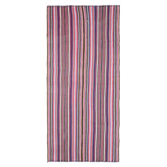 1970s Vintage Turkish Oushak Handmade Wool Cotton Pink Runner Rug 131x280