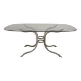Oval smoked glass and chrome dining table, 1970s