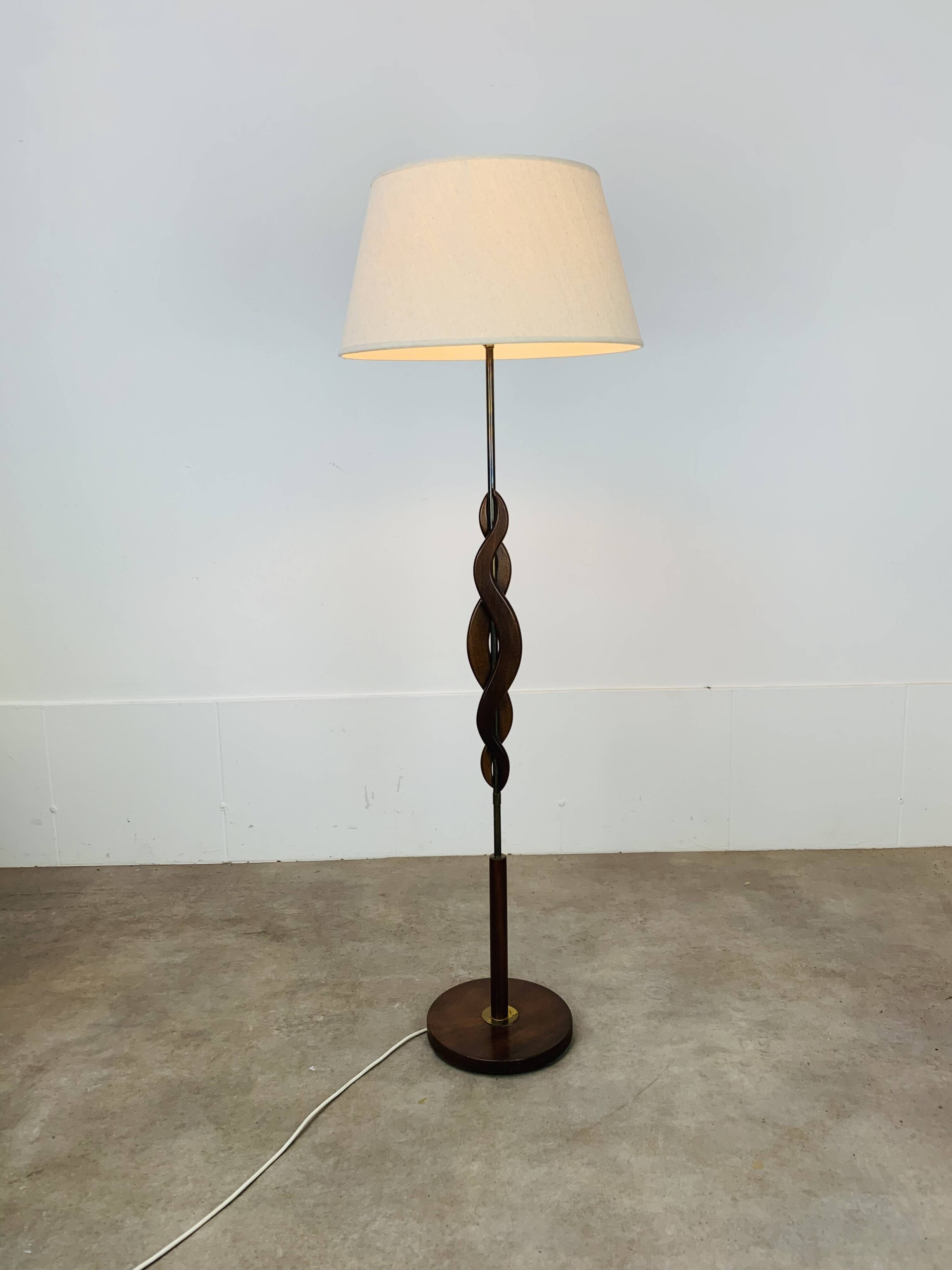 Scandinavian teak and brass floor lamp, 1960s