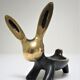 Candle holder zoomorphic bronze solid patina black rabbit hare 60s