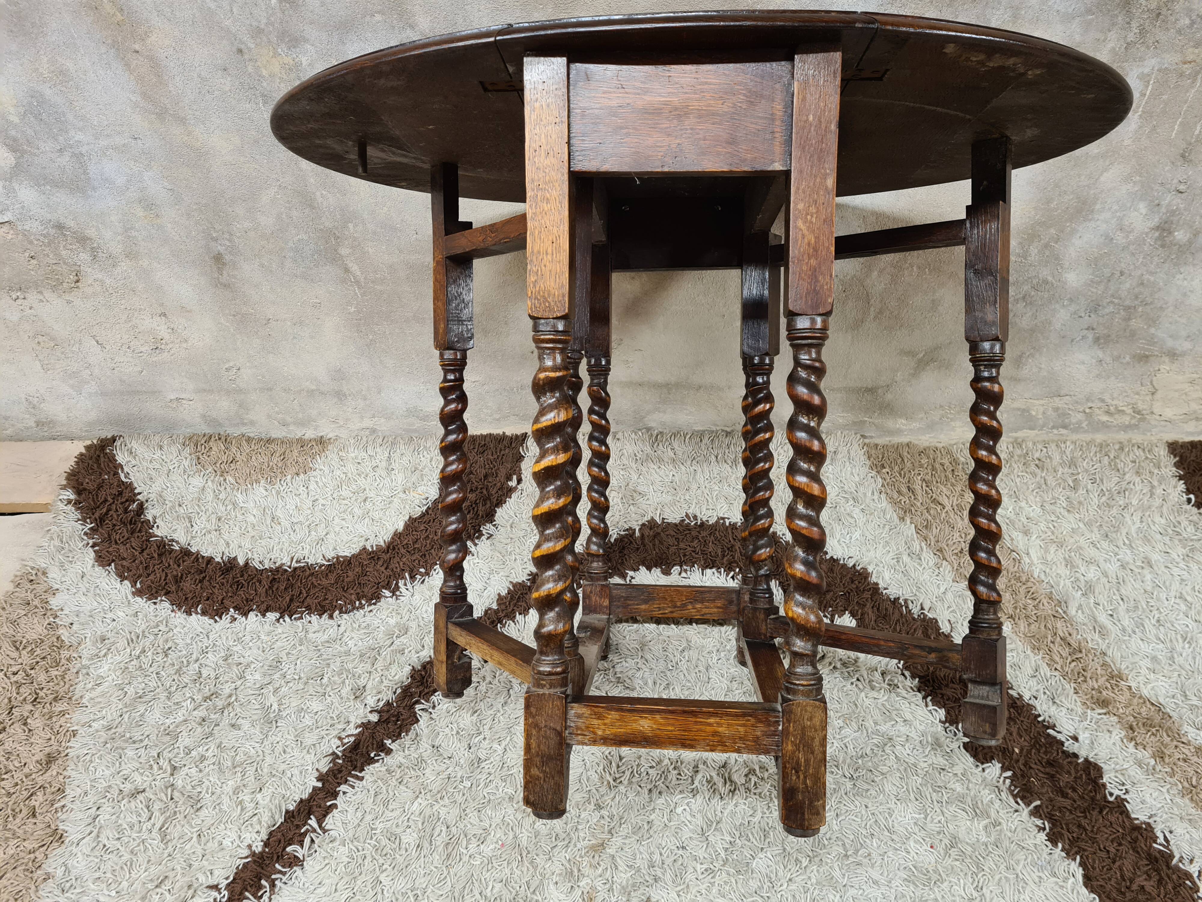 Table Gateleg Solid Oak 1900, England