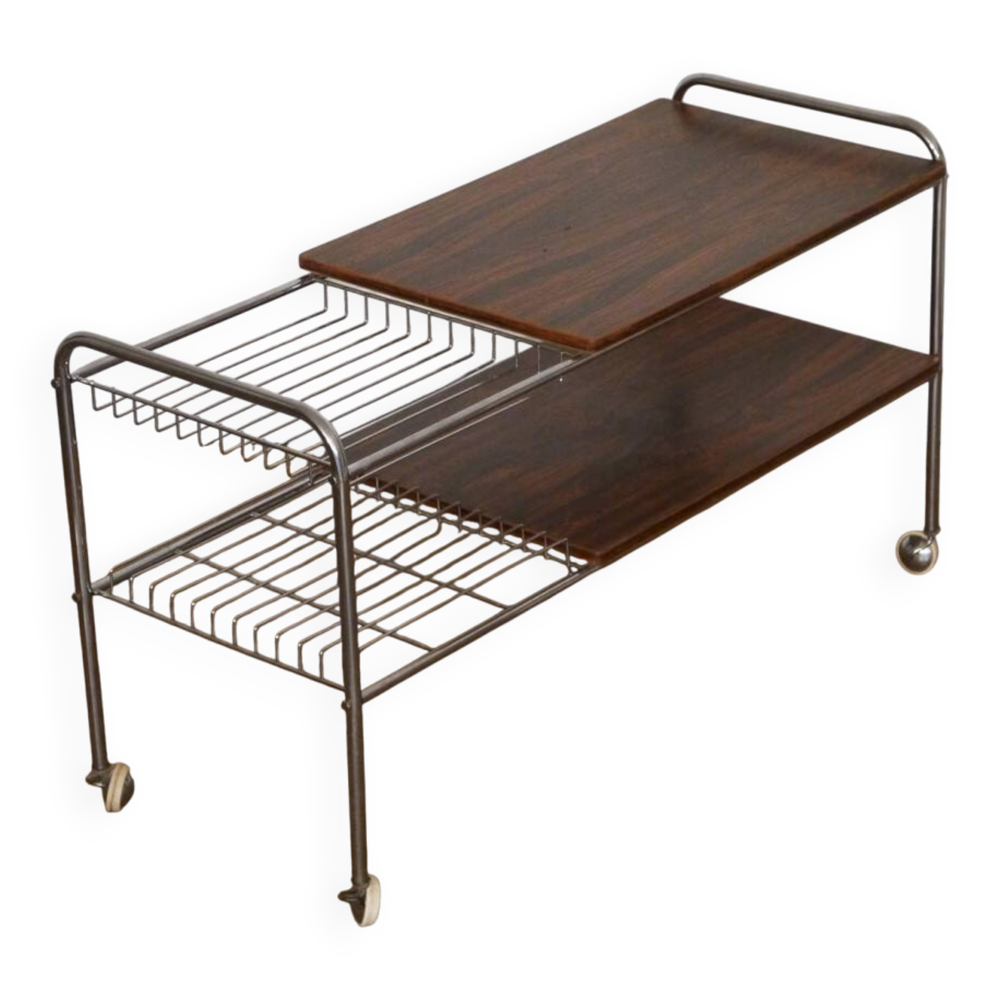 Rosewood and chrome side table, 1970s