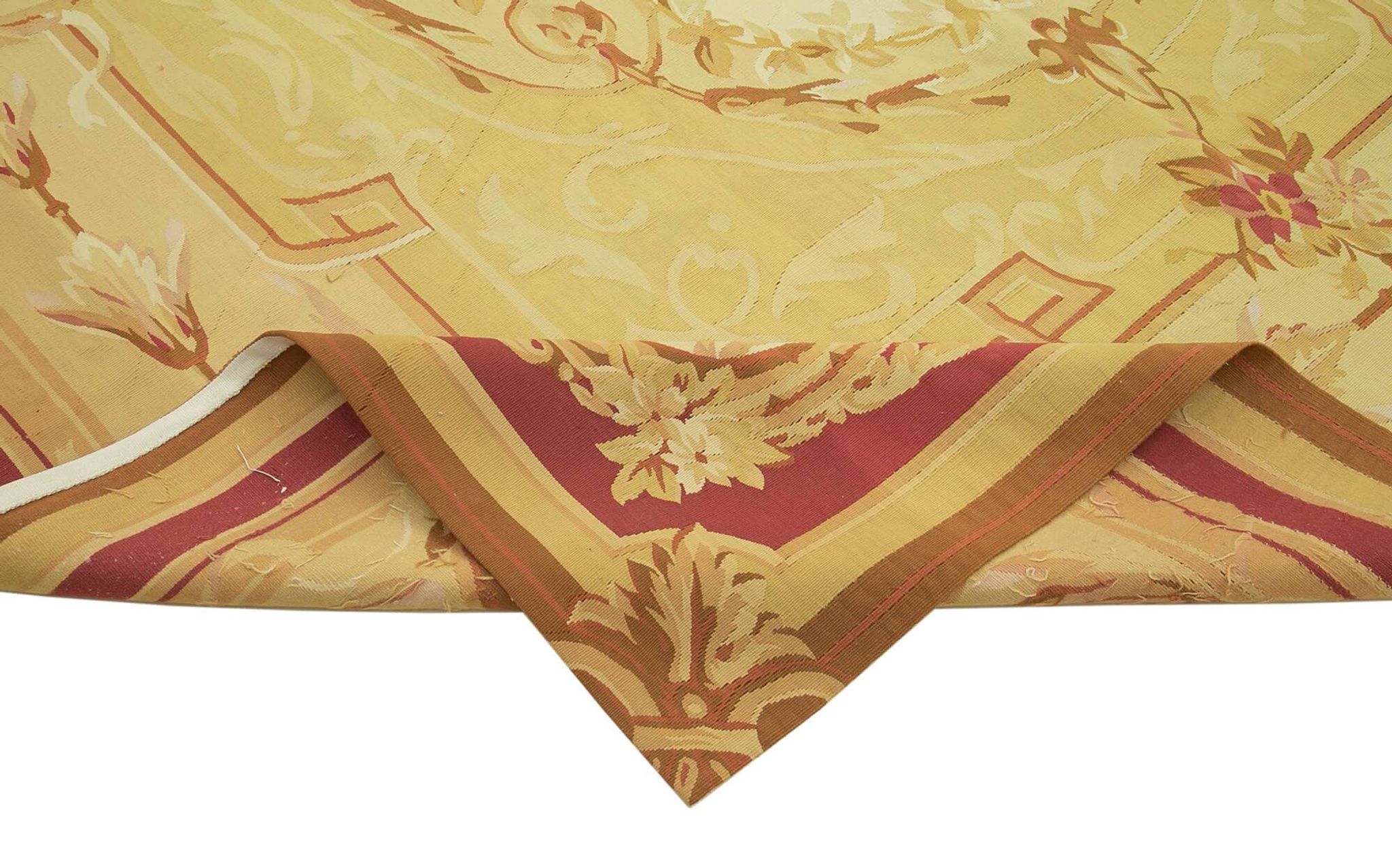 Handmade European Vintage Aubusson Kilim 261 cm x 365 cm