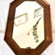 Miroir octogonal en bois foncé vintage