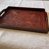 Wood and leather tray