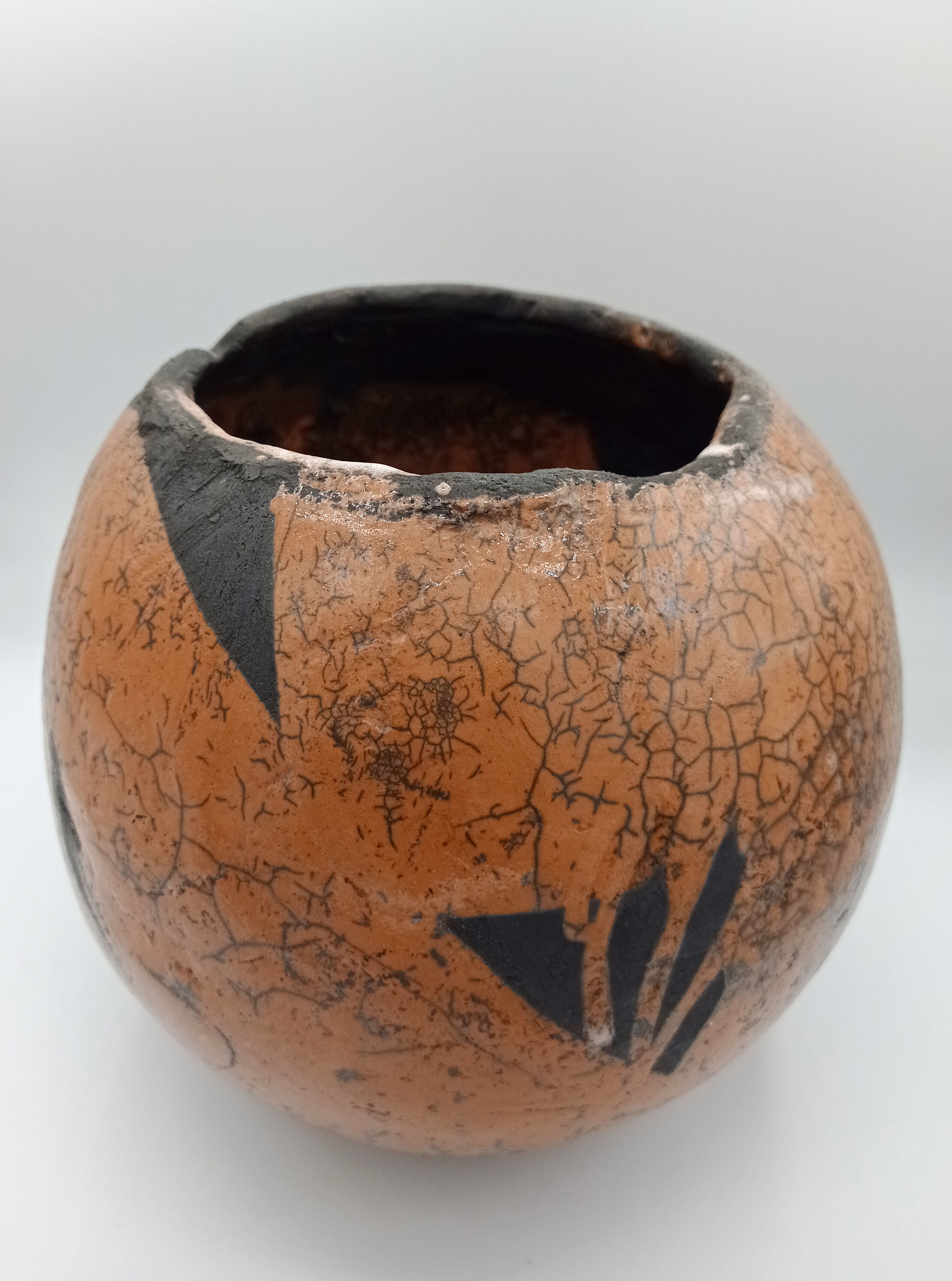 Raku ball vase