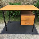 Vintage modernist office in oak and metal tubular base