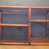 Rattan and leather bookcase 1970
