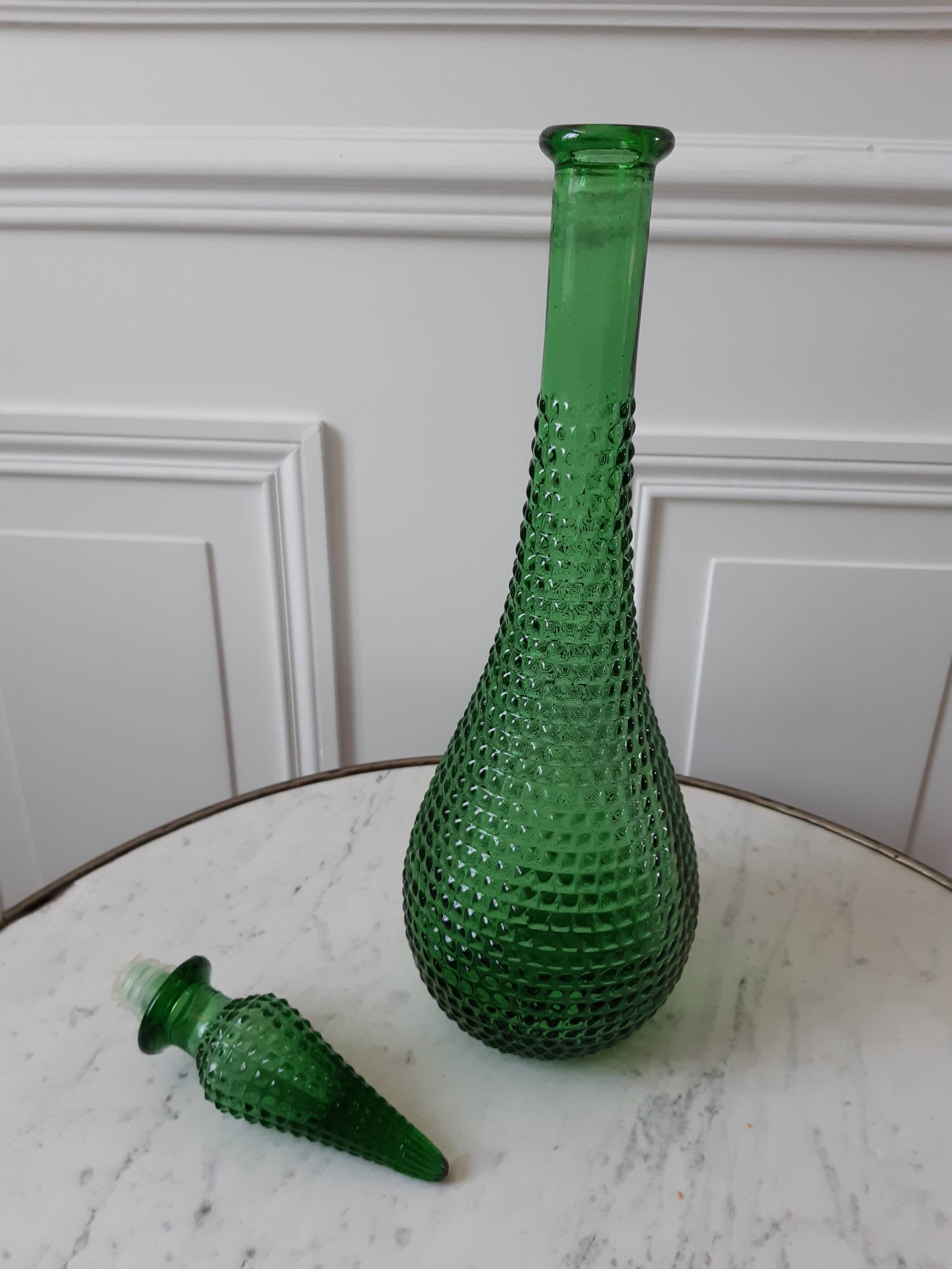 Carafe bouteille Empoli Italienne en verre vert