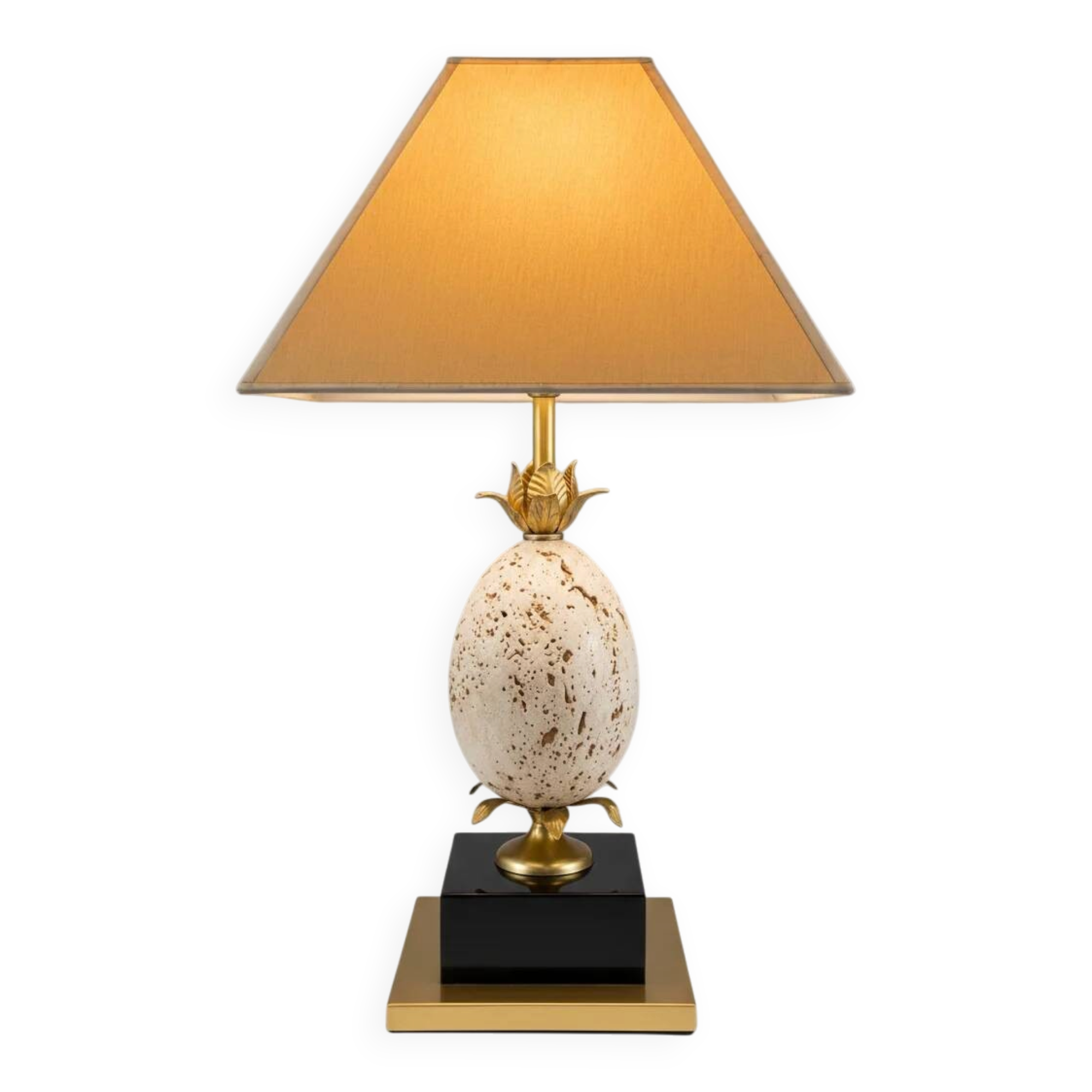Lampe oeuf d'autruche en travertin