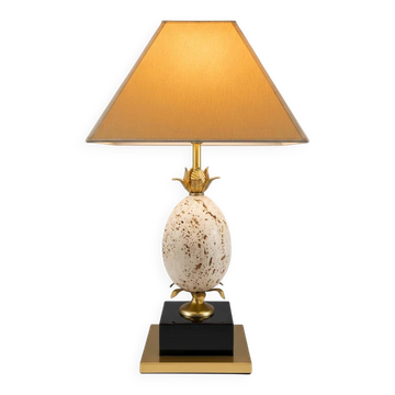 Lampe oeuf d'autruche en travertin