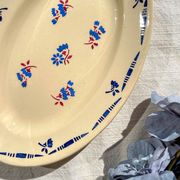 Vintage K&G Luneville "Flore" porcelain dish, 1950s, small blue flowers