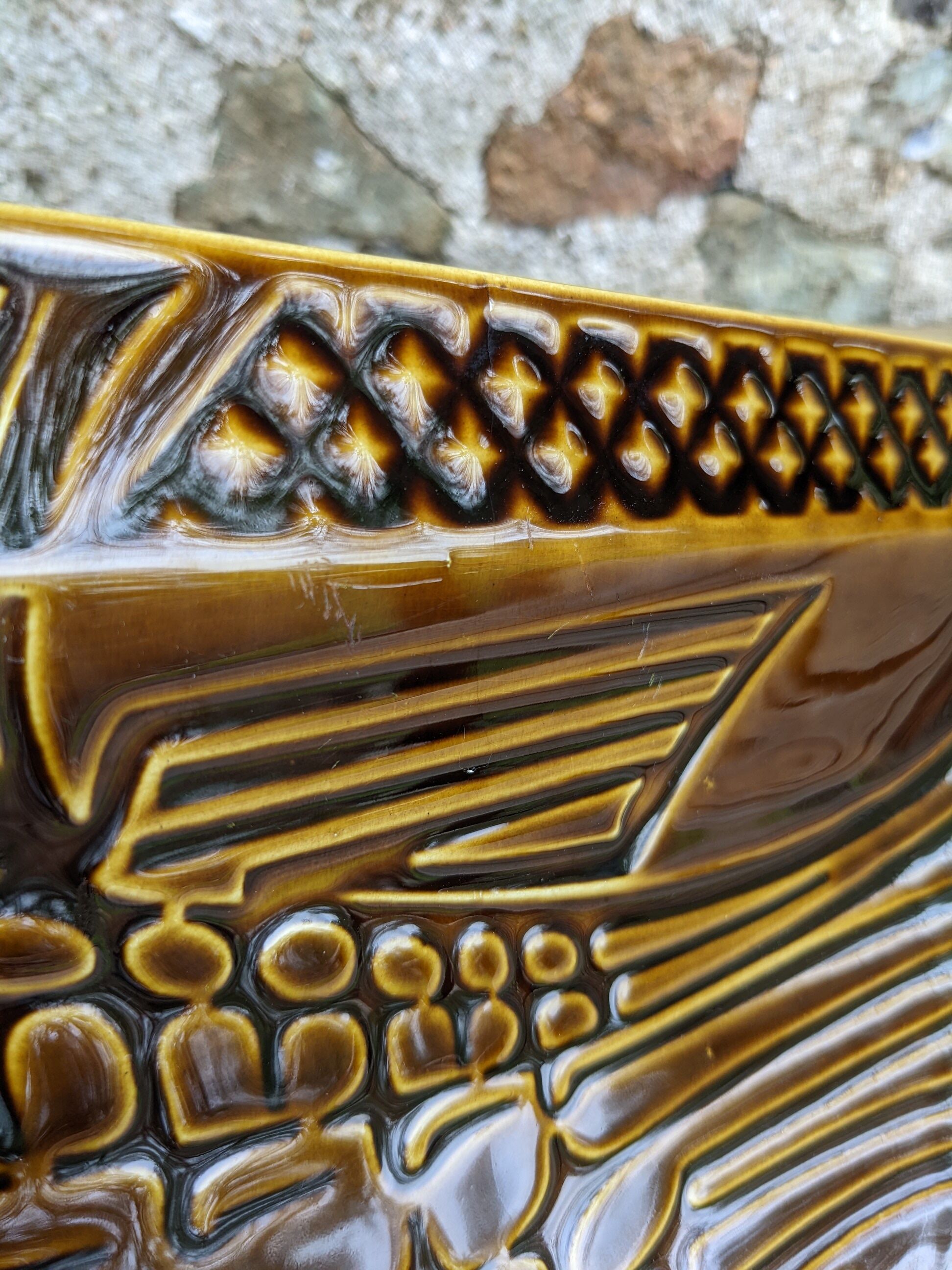 Dish fish vintage ceramic brown 60 cm