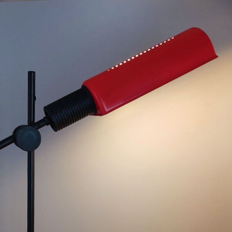 1970s Red Table Lamp by Veneta Lumi. Made in Italy
