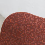 Vintage 70s chair in black lacquered metal and atypical red vinyl