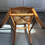 Straw and wood farm chair