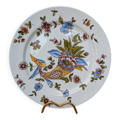 Très belle ancienne assiette décor corne d'abondance peint à la main Limoges