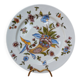 Very beautiful old plate decorated with a cornucopia, hand-painted, Limoges
