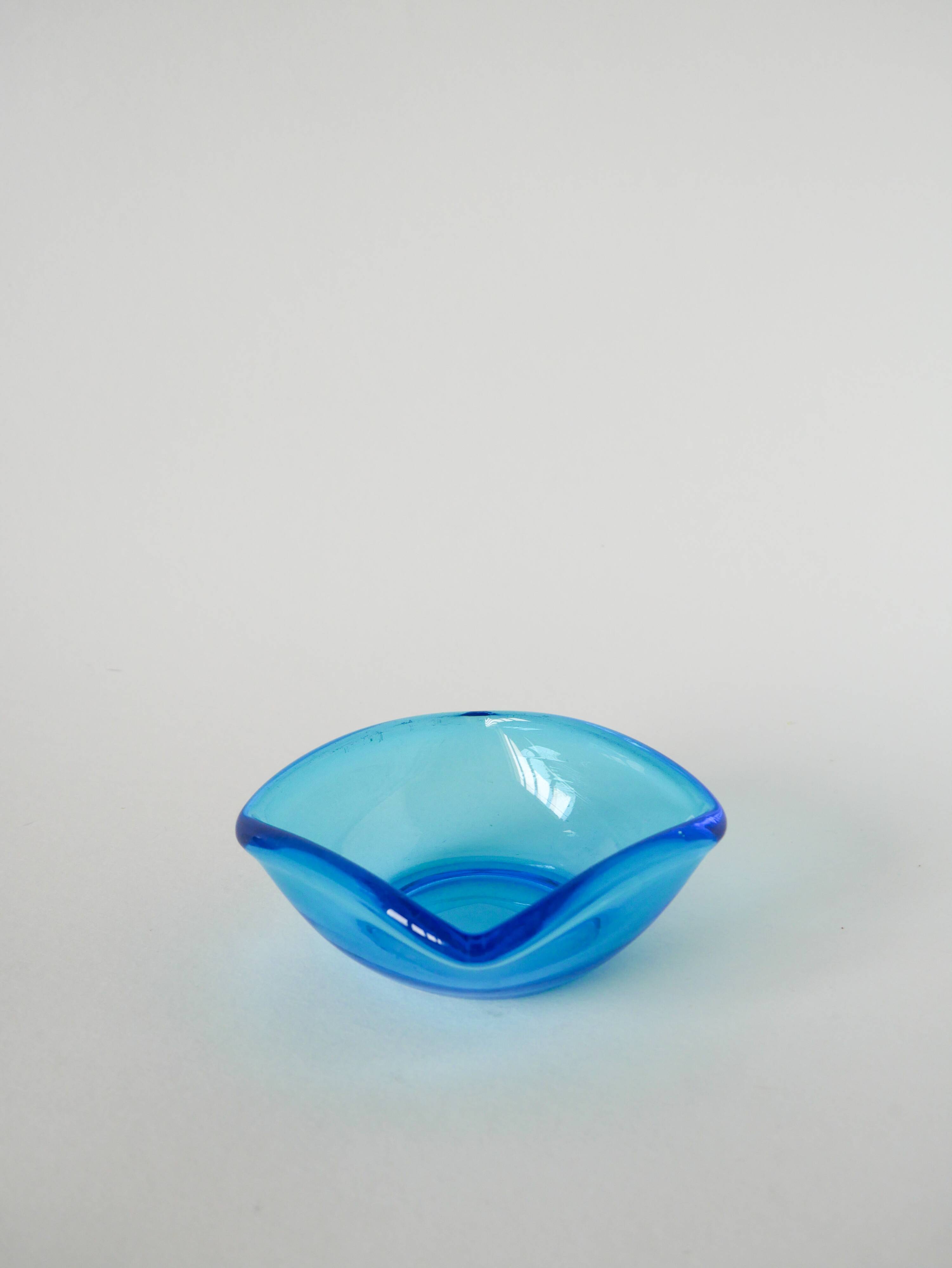 Blue colored glass pocket, in the style of Murano, 1970