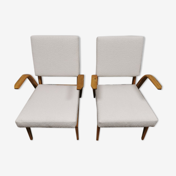 Mid- century wool boucle armchairs