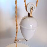 Suspension rises and falls - Opaline and fluted glass - 1930