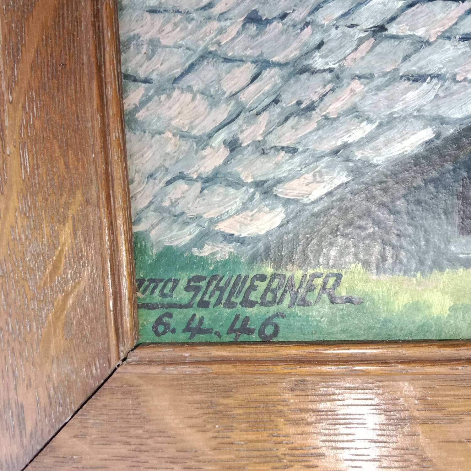 Mountain Landscape Painting from 1946 signed Frame