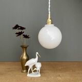 Vintage globe pendant light in white opaline