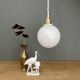 Vintage globe pendant light in white opaline