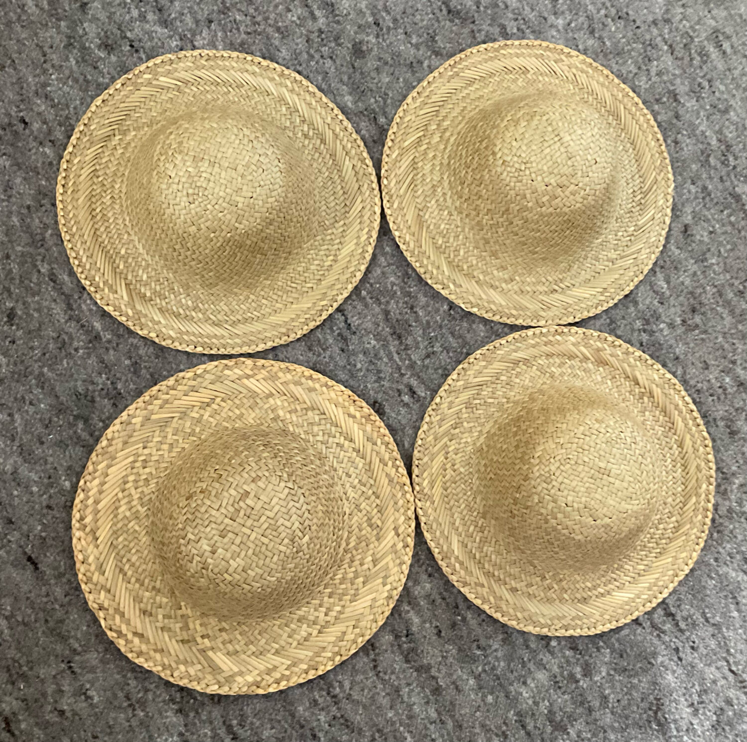 Series of 4 decorative straw hats