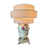 Lampe en porcelaine ancienne et abat-jour contemporain