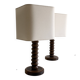 Pair of French Art Deco Wooden Table Lamps Attributed to Charles Dudouyt