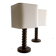 Pair of French Art Deco Wooden Table Lamps Attributed to Charles Dudouyt