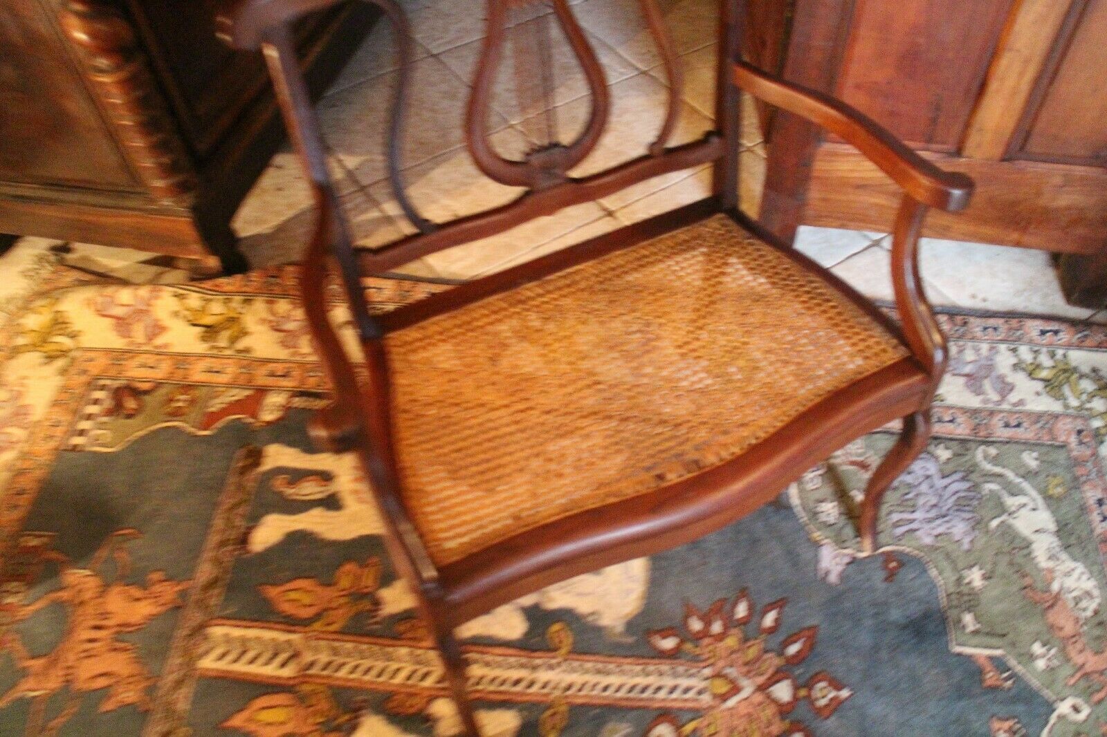 Louis 15 style canne seating child bench