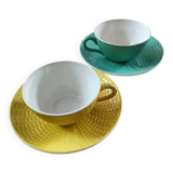 2 cups and s/t Sarreguemines. Digoin