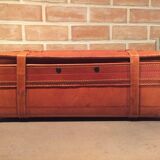 Thick leather suitcase