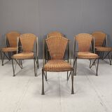Set of 6 Abanica chairs in wicker by Oscar Tusquets for Aleph, 1990s