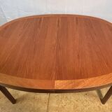 Table à manger extensible ovale en teck vintage rétro du milieu du siècle par Nathan
