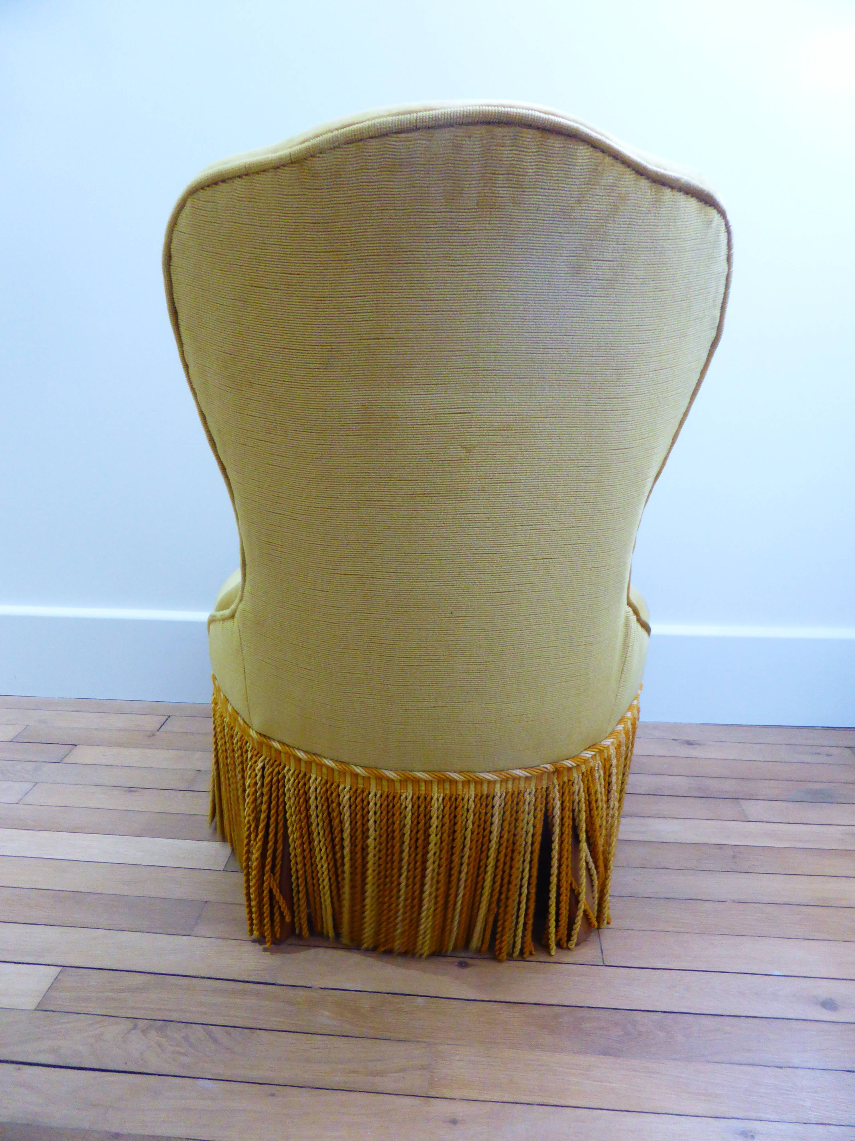 Mustard velvet toad armchair