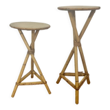 Pair of bamboo and rattan selette 1960
