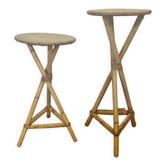 Pair of bamboo and rattan selette 1960