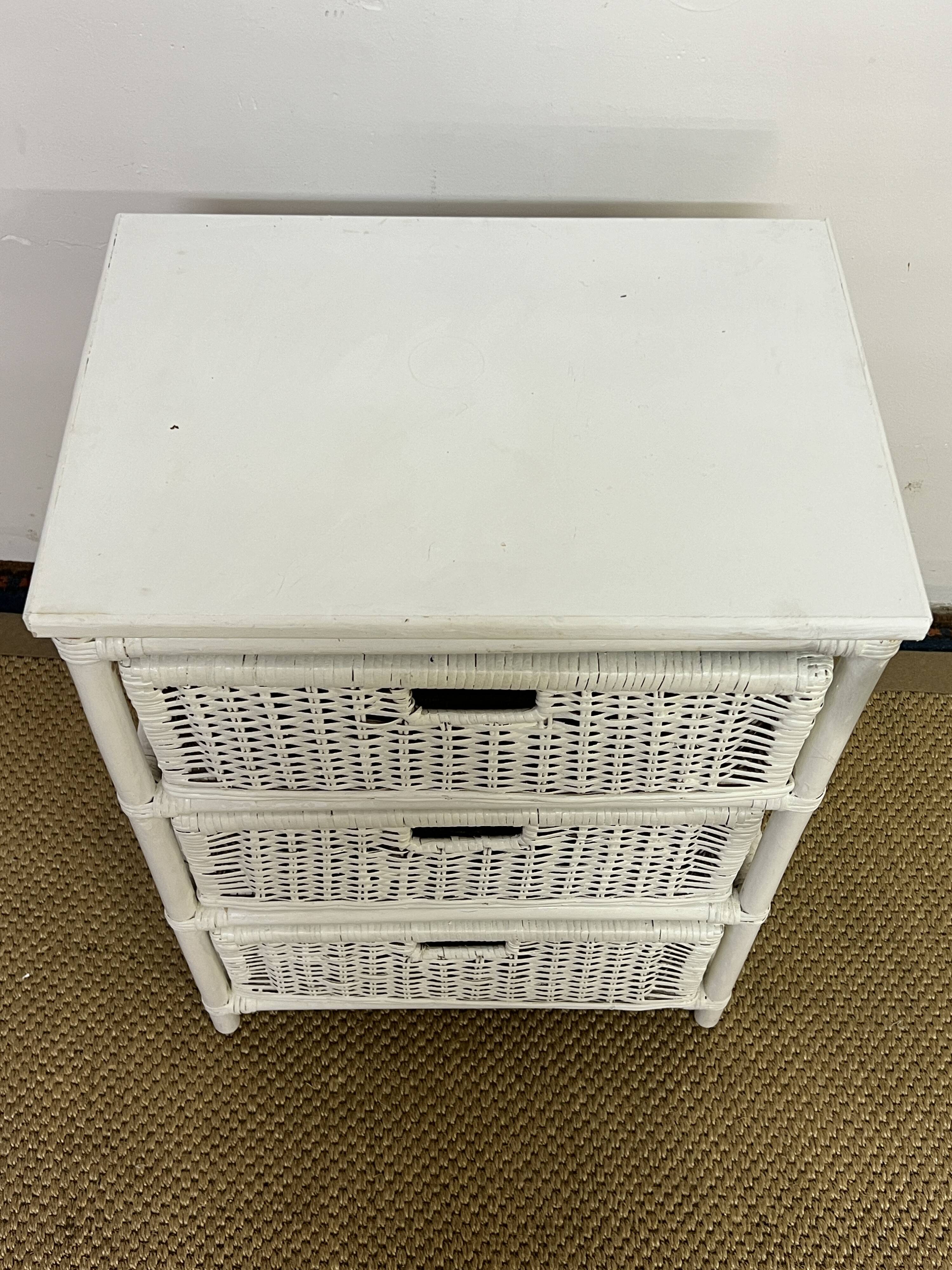 Vintage rattan storage unit, 3 drawers