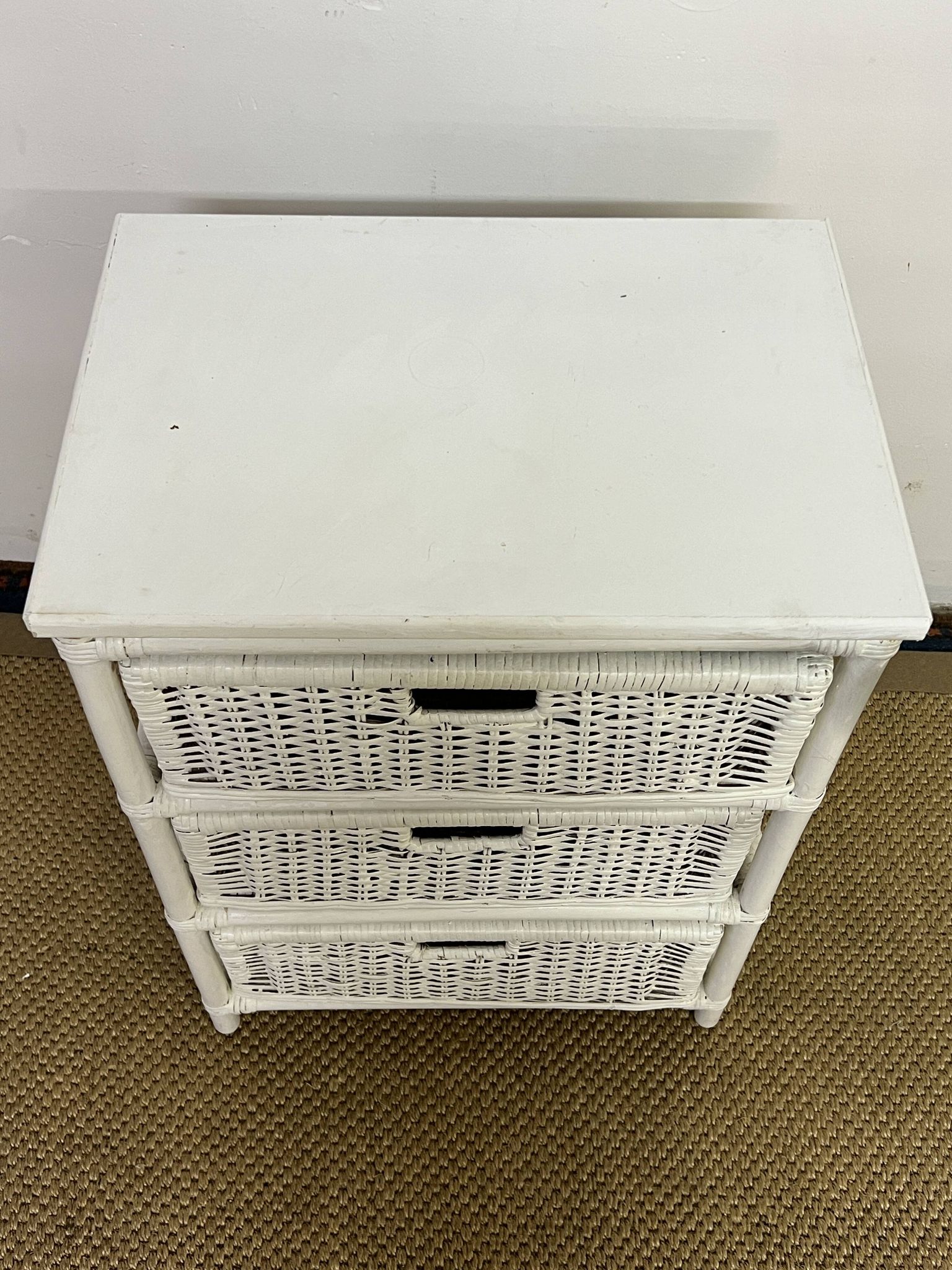 Vintage rattan storage unit, 3 drawers