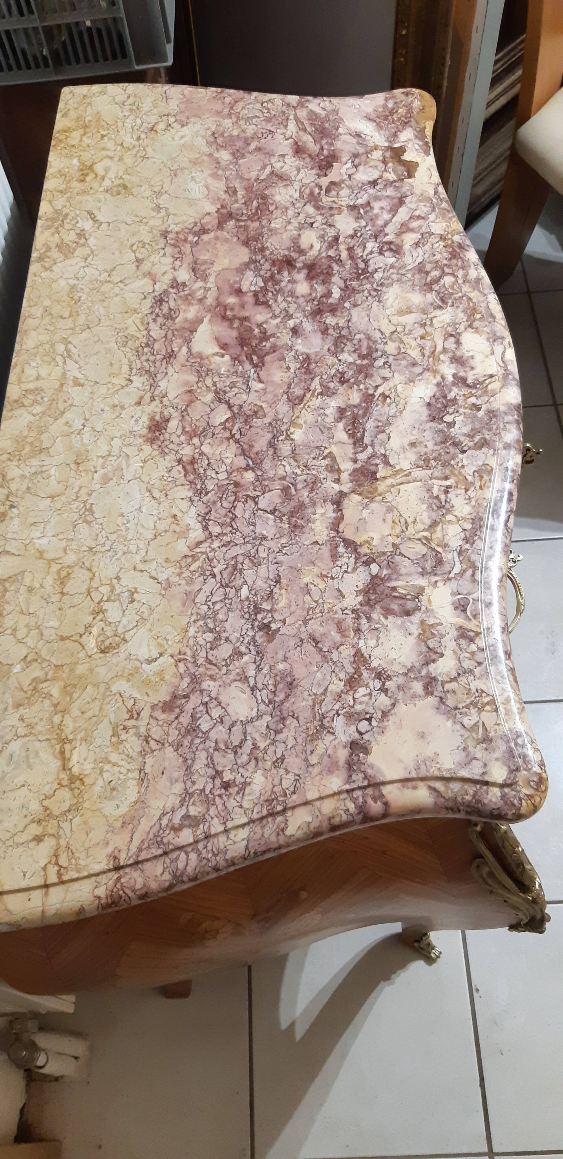 Louis XV style curved chest of drawers, rosewood, restored