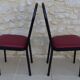 4 metal chairs with burgundy imitation leather seats from the Souvignet brand