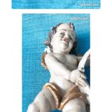 Golden white wooden cherub