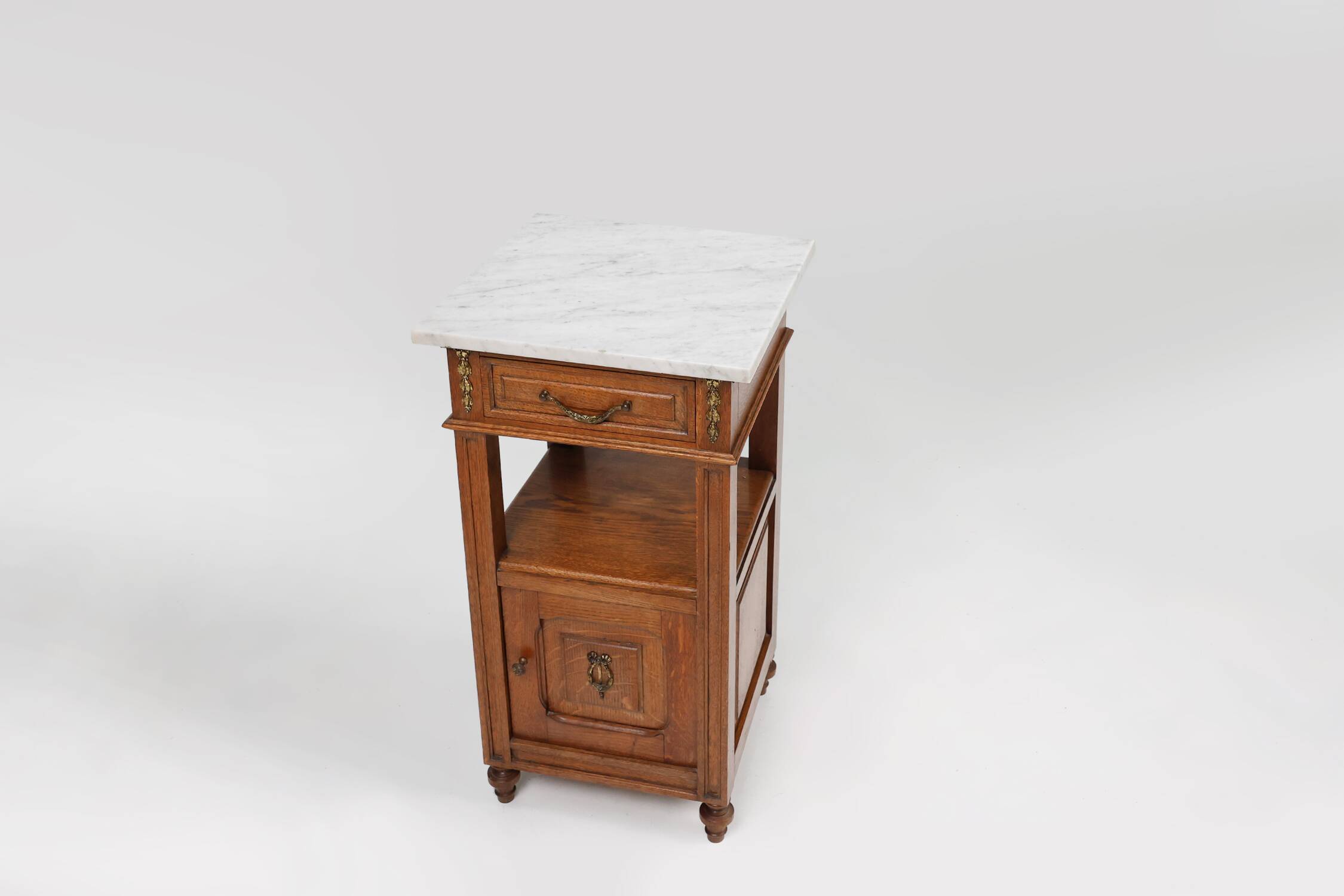Art Deco nightstand with a Carrara marble top, France ca. 1910
