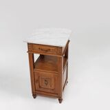 Table de chevet Art Déco avec plateau en marbre de Carrare, France vers 1910