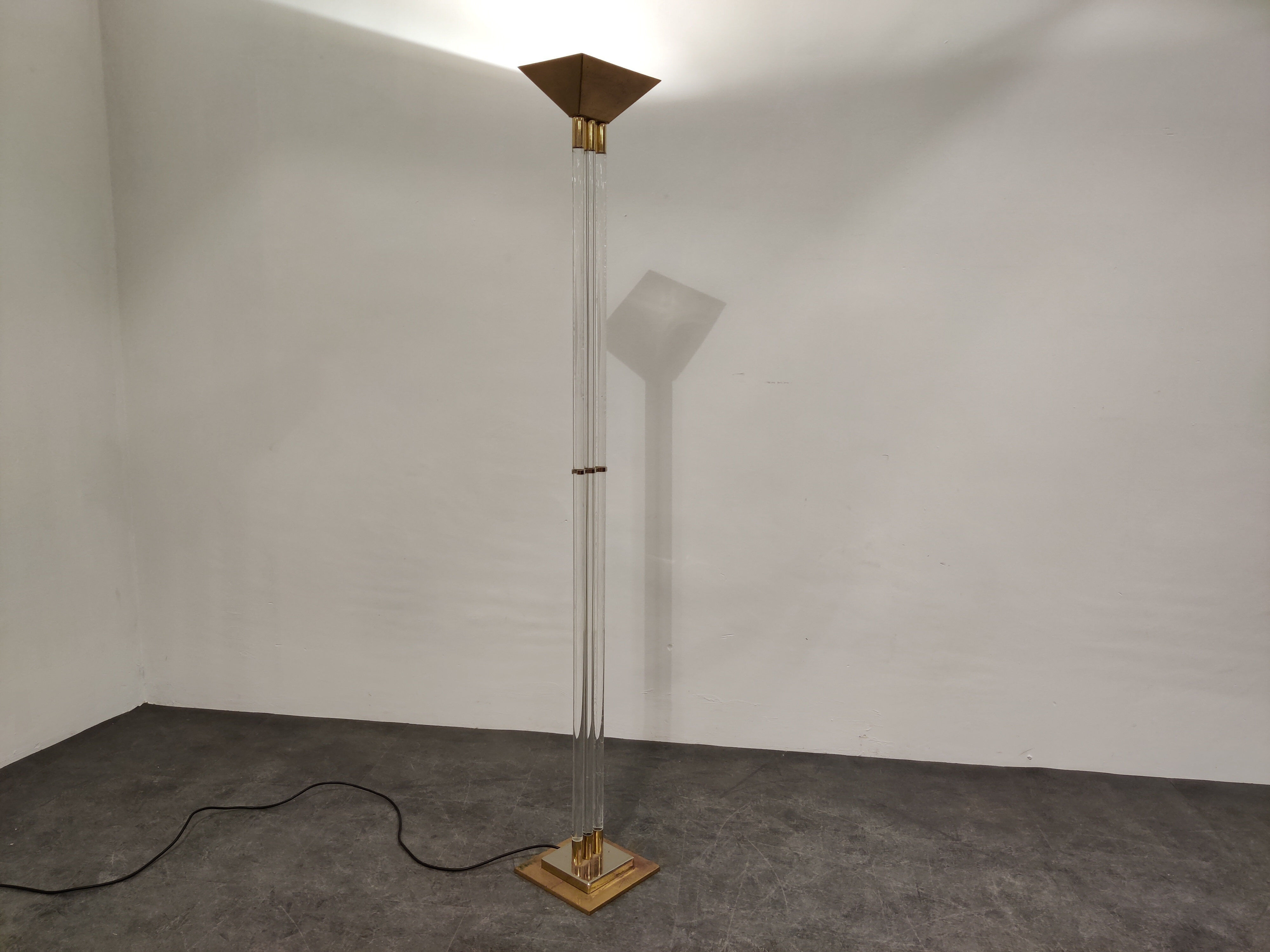 Vintage brass and lucite floor lamp, 1970s