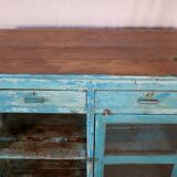 Old Burmese teak sideboard with original blue patina