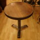Bistro pedestal table in polished steel and walnut wood, circa 1950